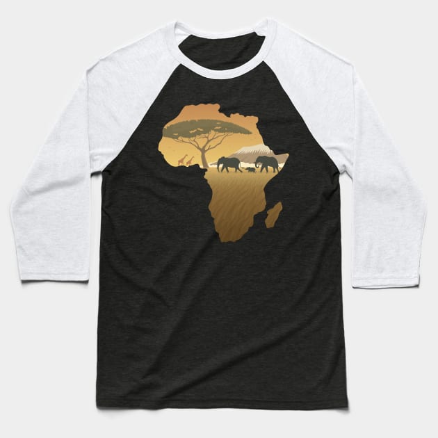 Africa Map Landscape Baseball T-Shirt by Malchev